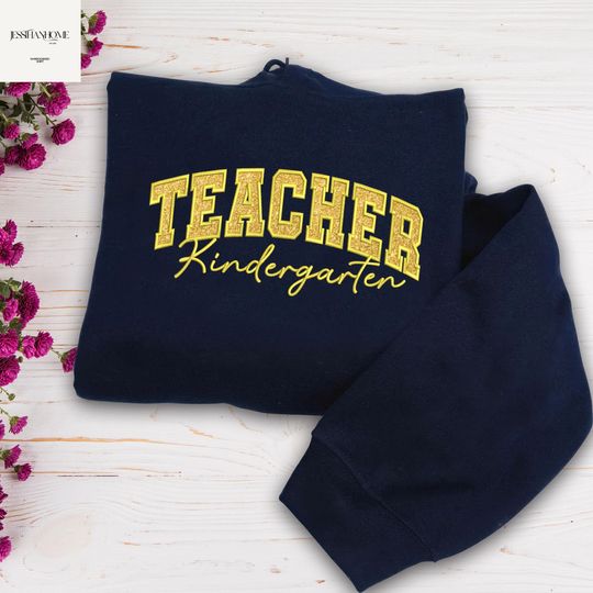 Custom Teacher, Custom School Glitter Applique Embroidered Sweatshirt, Back To School Teacher Sweatshirt, Classroom Shirt, Gift for Teacher