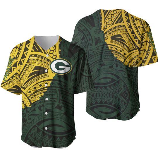 Green Bay Packers Baseball Jersey, Green Bay Pattern Baseball Jersey