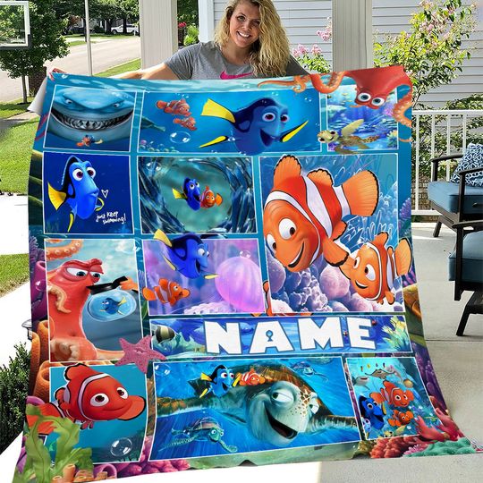 Personalized Finding Nemo Throw Blanket, Custom name Finding Nemo Quilt Blanket, Finding Nemo Blanket, Birthday Boy Blanket