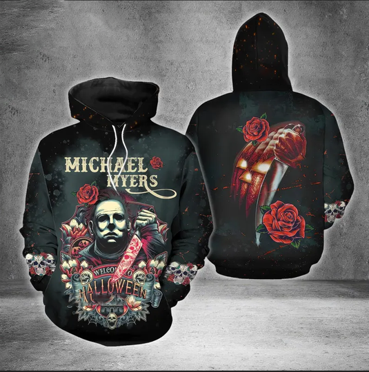 Michael Myers Hoodie 3D Printed Halloween Design, Comfortable Horror Shirt for Seasonal Wear