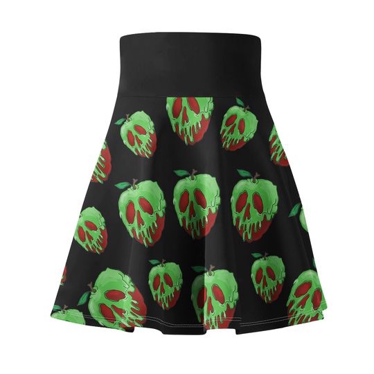 Black Poison Apple Running Women's Skirt | Halloween Skater Skirt | Cosplay Costume | Halloween Gift For Women
