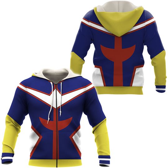 Hero Anime All Might Toshinori Yagi Cosplay Hoodie Costume Zipper Jacket