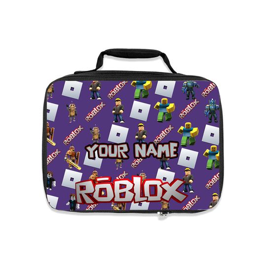 Roblox lunch bag with name - personalized lunch box for children with all-over design, ideal for school & trips, gift idea for fans