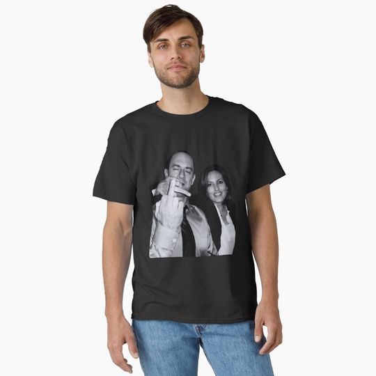 Elliot Stabler And Olivia Benson Actors and musicians giving the middle finger meme Classic T-Shirt