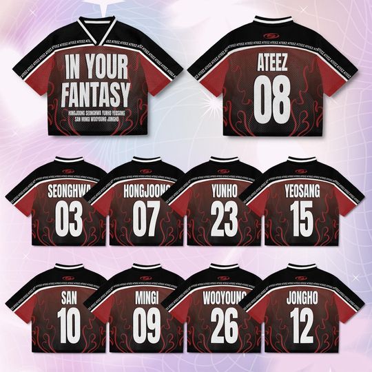 Ateez In Your Fantasy World Tour Jersey Mesh, Ateez Concert Football Jersey, ATINY Merch Kpop Merch Fan Gift