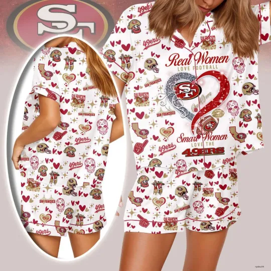 San Francisco 49ers Premium Women Short Pajamas Breathable Summer Nightwear