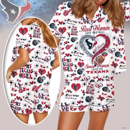 Houston Texans Premium Women Short Pajamas Breathable Summer Nightwear All Size