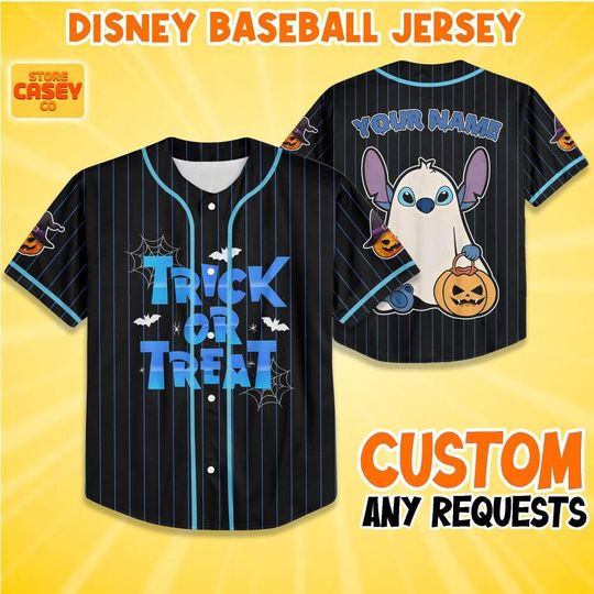 Personalized Stitch Ghost baseball jersey Halloween, Stitch ghost shirt, Horror Baseball Shirt, Halloween Gift