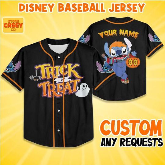 Personalize Disney Chucky Stitch Trick Or Treat Halloween, Custom Disneyland Jersey, Halloween Oufit, Birthday for kid, Gift for Disney Fans