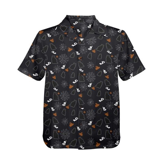 Black Cat Halloween Hawaiian Shirt, Button Up Down Shirt