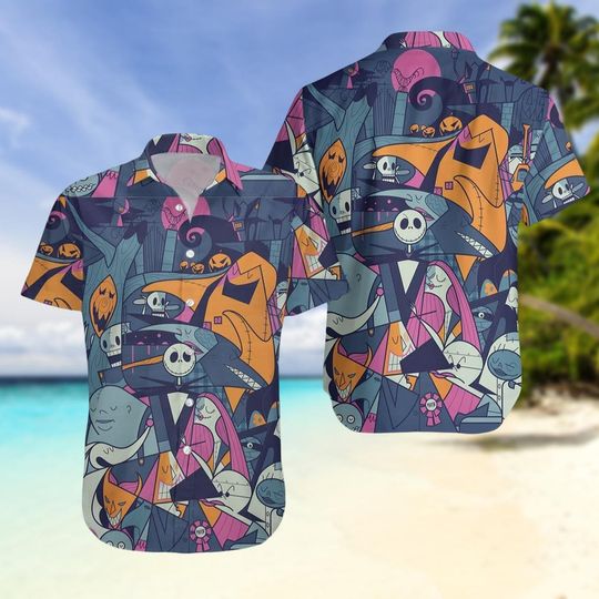 Halloween Town Hawaiian Shirt, Jack Skellington Button Shirt