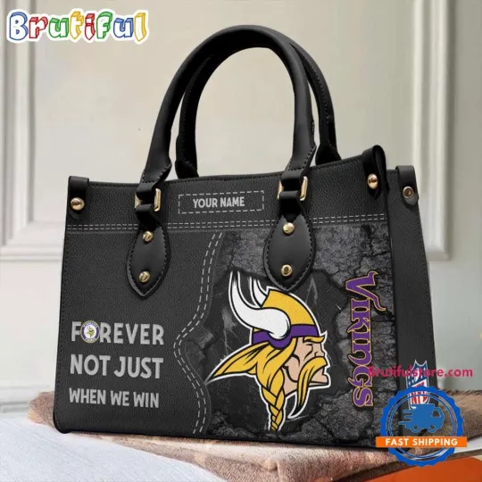 Custom Minnesota Team Vikings s Forever Leather Bag, Woman Leather Bag