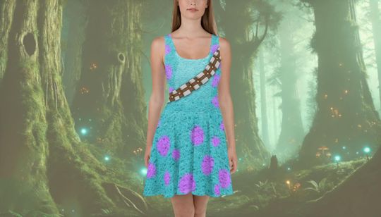 Sulley Chewbacca Mashup Monsters Inc Meets Star Wars Inspired Costume Skater Tank Dress | Halloween Party Dress, Cosplay, Bounding
