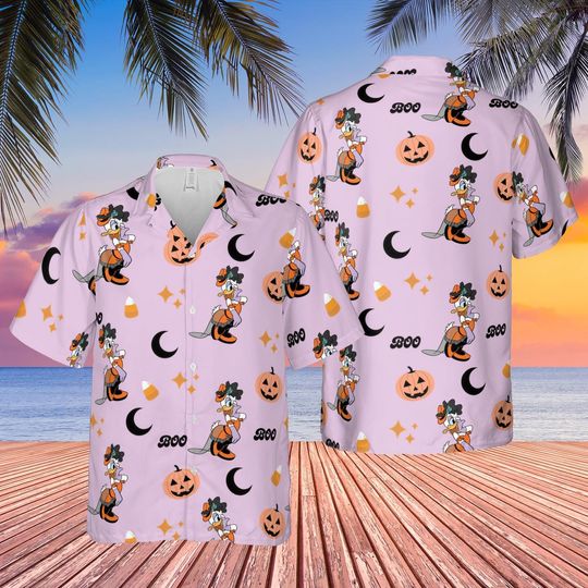 Daisy Duck Halloween Hawaiian Shirt, Disney Donald Duck Spooky Vacation Hawaiian Shirt