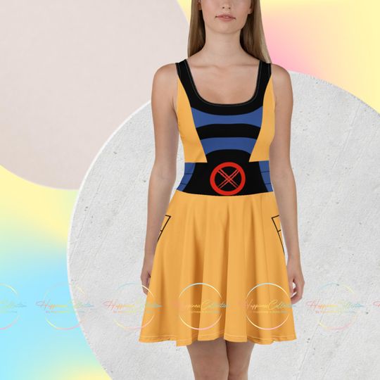 Telepathic Titan: Jean Grey-Inspired Women's Sleeveless Skater Dress  Bold Heroic Look for Comic Con, Theme Parks, Halloween and Cosplay