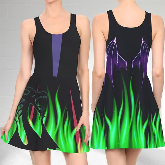 Mistress Of Evil 3D Cosplay Costume Skater Dress, Maleficent And Dress, Maleficent Mistress Of Evil Mom Daughter Dress, Maleficent Dress