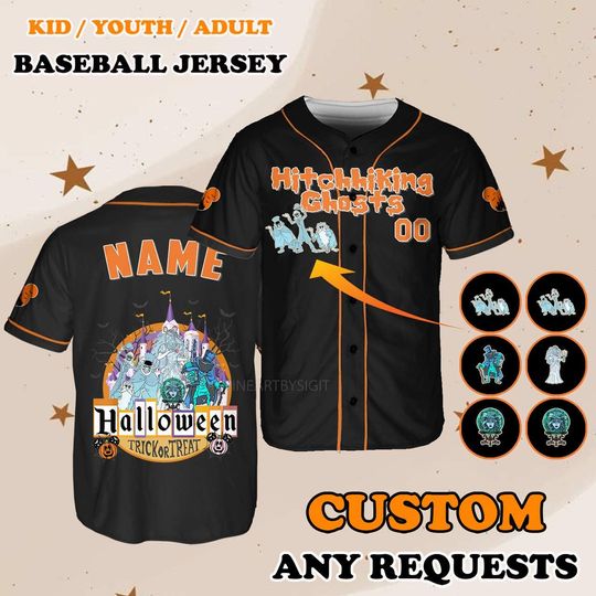 Trick or Treat Haunted Mansion Jersey Shirt, Disneyland Halloween Baseball Jersey, Madame Leota Jersey, Constance Hatchaway Shirt