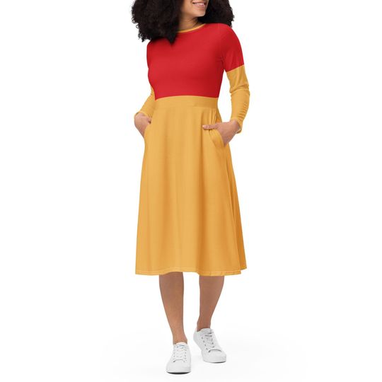 Pooh Costume Long Sleeve Dress - Halloween Dress - Cosplay Costume