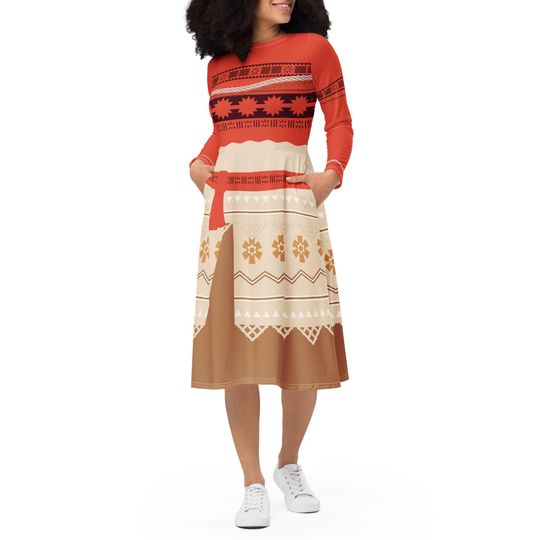 Moana Costume Long Sleeve Dress - Halloween Dress - Cosplay Costume