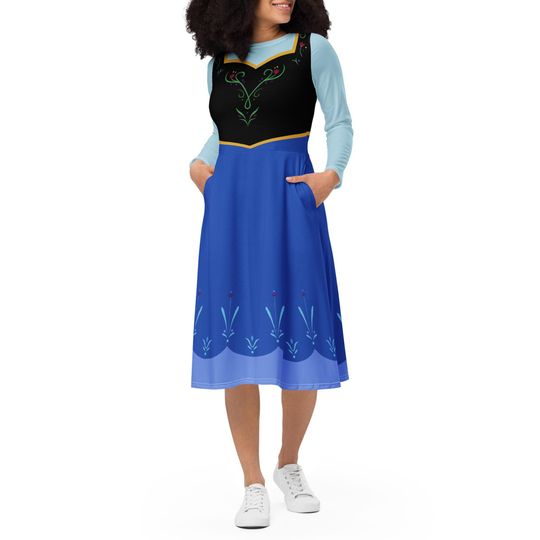 Anna Costume Long Sleeve Dress - Halloween Dress - Cosplay Costume