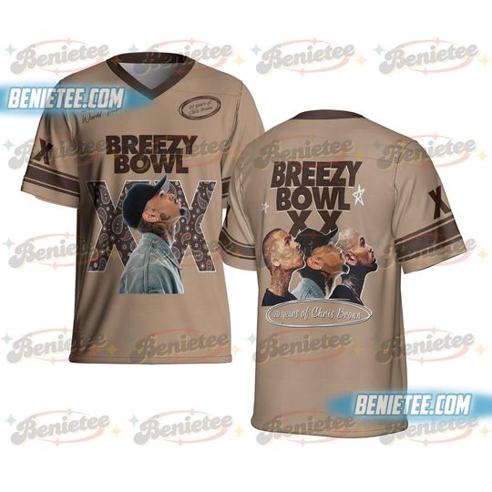 Limited Retro Chris Brown Tour Breezy Bowl XX V2 Vintage Football Jersey, Concert Retro 2025 Shirt