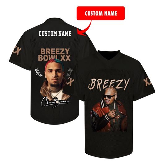 Chris Brown Breezy Bowl Football Jersey, Breezy Bowl XX 2025 Football Jersey, Personalized Chris Brown Tour Jersey, Chris Brown Jersey