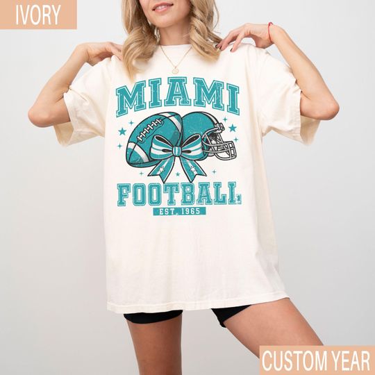Vintage Miami Football T-Shirt, Retro Miami Game Day Shirt, Football Fan Gift, Miami Sports Tee