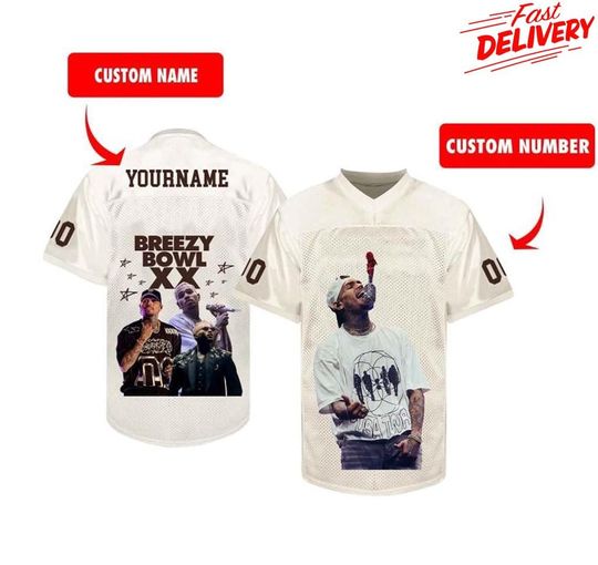Personalized Breezy BOWL XX football Jersey, Chris brown breezy BOWLXX jersey; breezy bowl custom jersey,Chris brown jersey,Breezy Bowl 2025