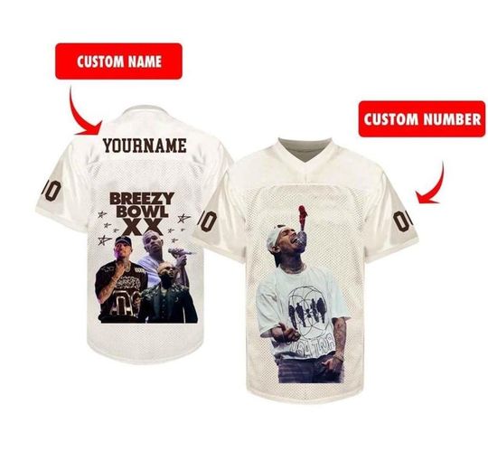 Personalized Chris Brown Football Jersey, Chris Brown Breezy Bowl XX 2025 Jersey, Custom R&B Concert Merch, Unisex Fan Shirt
