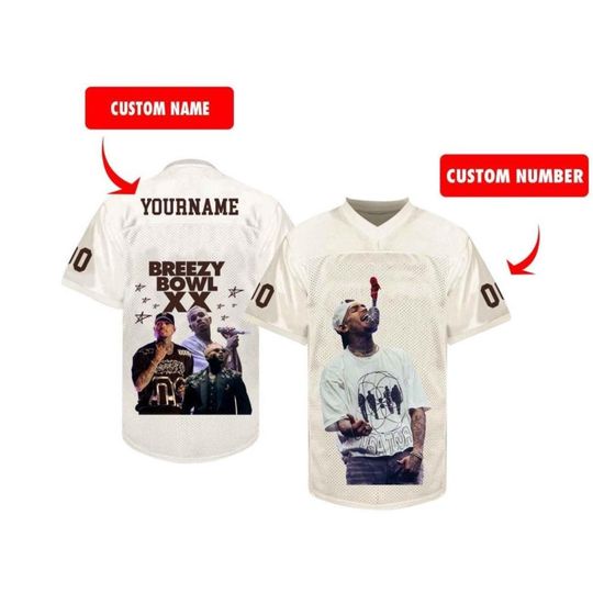 Chris Brown Breezy Bowl Football Jersey, Breezy Bowl XX 2025 Football Jersey, Personalized Chris Brown Tour Jersey, Chris Brown Jersey