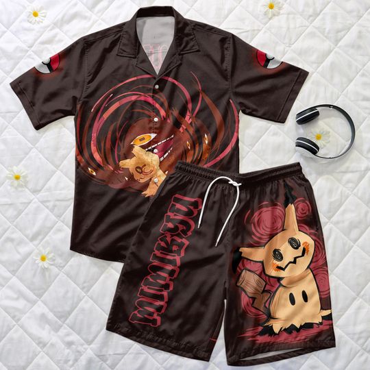 Mimikyu Hawaiian Shirt , Tropical Button Up Shirt