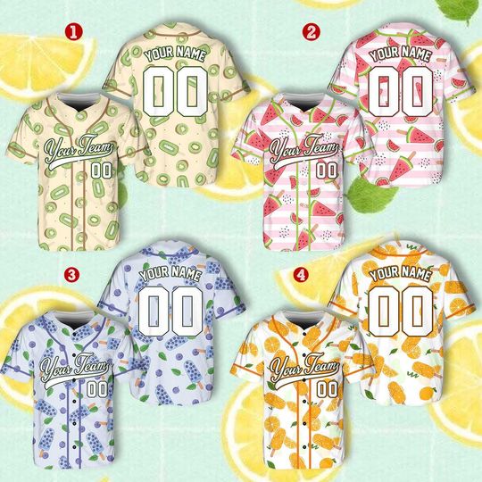Personalized Team Name & Number Fruit Baseball Jersey | Tropical Uniform for Team