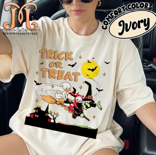 Retro Huey Dewy Louie Witch Halloween Shirt, Donald Duck Halloween Shirt