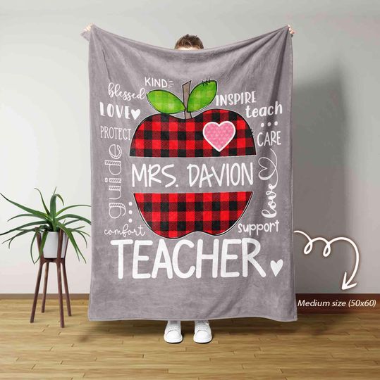 Personalized Teacher Blanket, Custom Teacher Gift, Best Teacher Gift From Student, Teacher Gift Blanket, Teacher Appreciation Fleece