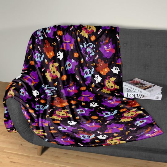 Mewtwo and Eevee Blanket, Soft Kawaii Anime Fleece Blanket, Cozy Baby Blanket, Space Fleece Blanket, Cotton Fleece Bedding Decor