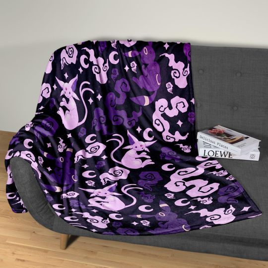 Umbreon Fleece Blanket Home Decor Espeon Blanket Fleece Blanket Cute Baby Blanket Bedroom Decor Cotton Blanket Umbreon Blanket Gifts