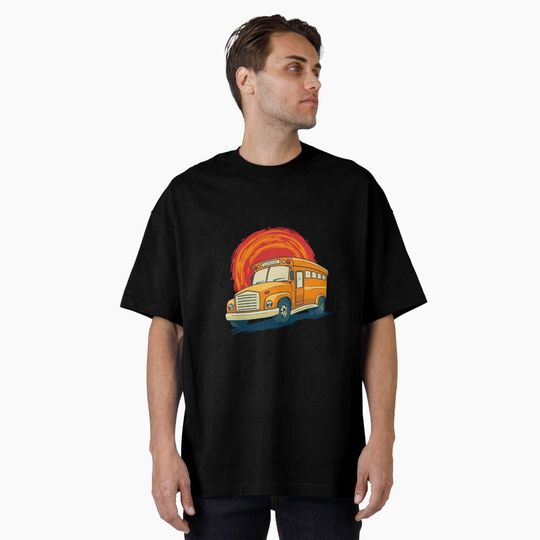 School bus illustration Oversized T-Shirt