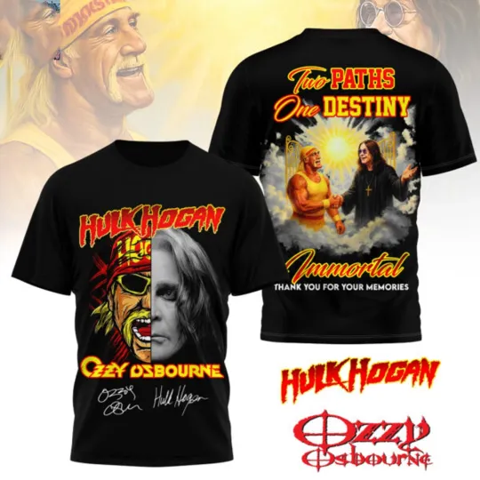 Ozzy Osbourne Hulk Hogan Two Paths One Destiny Signature 3D T-Shirt