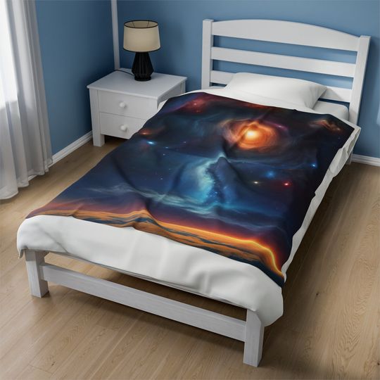 Outer Space Fleece Plush Blanket Planet Space Blanket Cozy Blanket