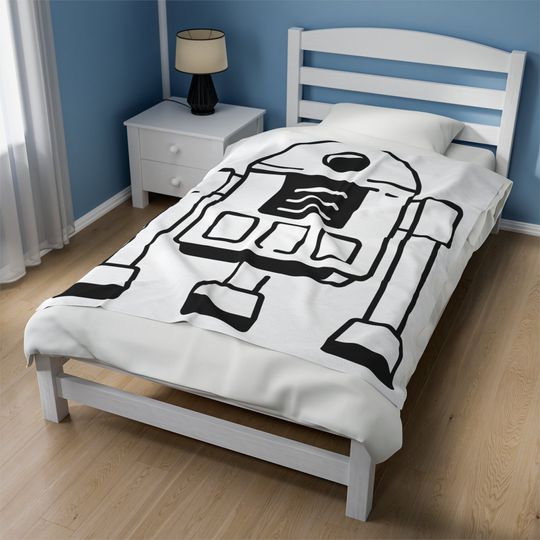 Robot Fleece Plush Blanket white, novelty blanket, gift
