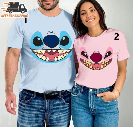 Stitch And Angel Costume Shirt, Stitch And Angel Couple Matching Shirt, Lilo And Stitch Shirt, Stitch Halloween Costume, Disneyland Family