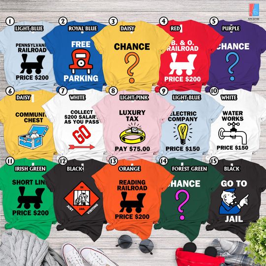 Monopoly Game Halloween Costume Shirt, Monopoly Game Cards Costume Shirt, Board Game Group Matching Shirt, Halloween Party Shirt