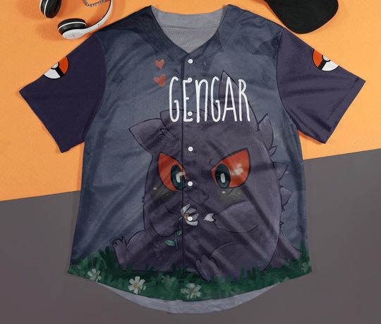 Gengar Baseball Jersey Cute Anime Funny Graphic Birthday Gift Streetwear