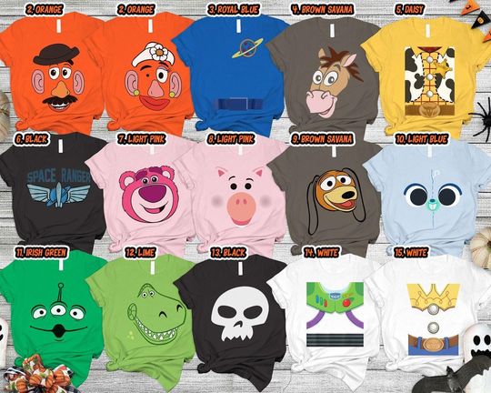 Toy Story Costume Halloween Group Shirt, Woody Buzz Lightyear Jessie Tomato Head Costume Shirt, Family Halloween, Halloween Party Shirt