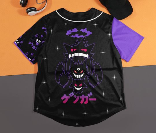 Gengar Baseball Jersey Unisex Button-Up Anime Streetwear Fashion Unique Gift