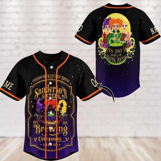 Halloween Hocus Pocus Baseball Jersey, Sanderson Sisters Jersey