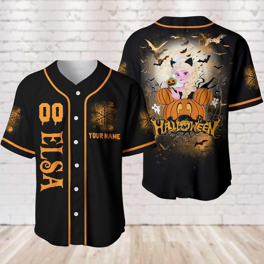 Personalized Halloween Elsa Baseball Jersey
