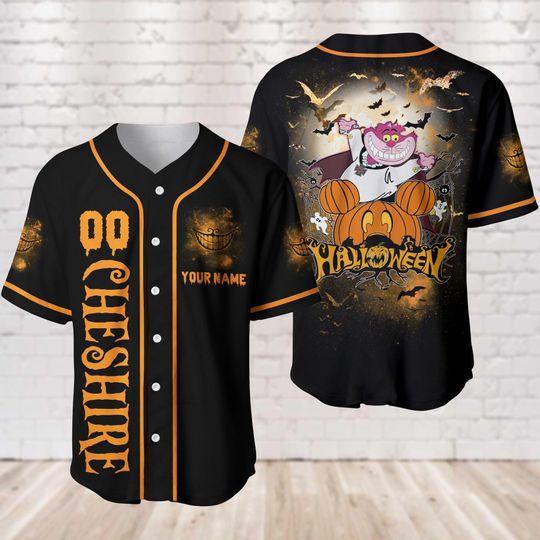 Halloween Cheshire Cat Baseball Jersey, Sppoky Season Baseball Shirt
