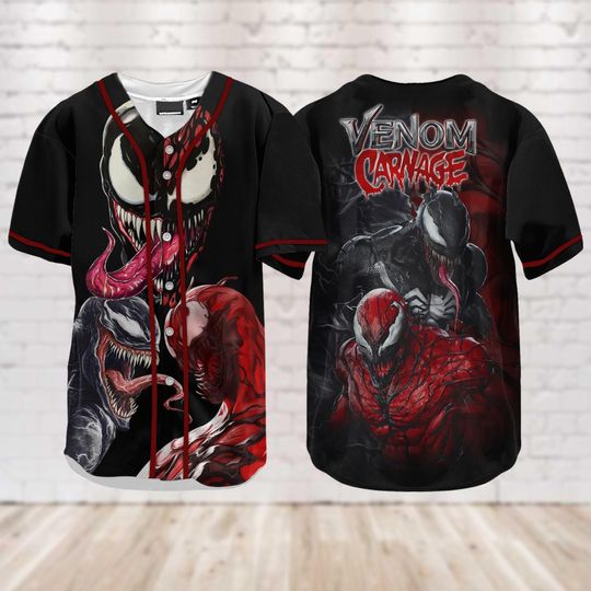 Halloween Venom Carnage Horror Movie M.a.r.v.e.l Superhero Baseball Jersey