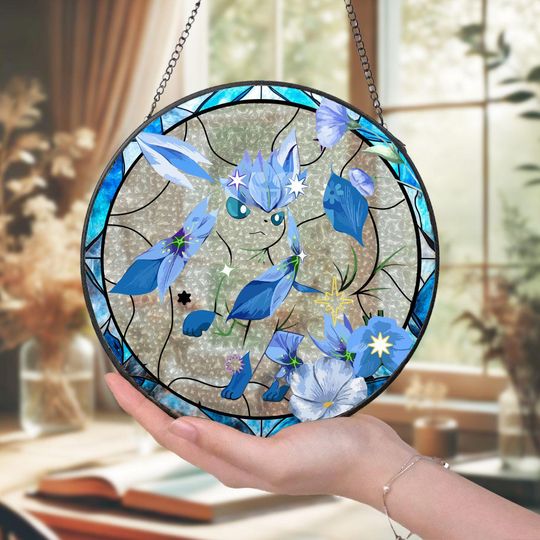 Handcrafted PKM Glass Suncatcher Floral-Inspired Window Art Gift for Collectors Nature Decor